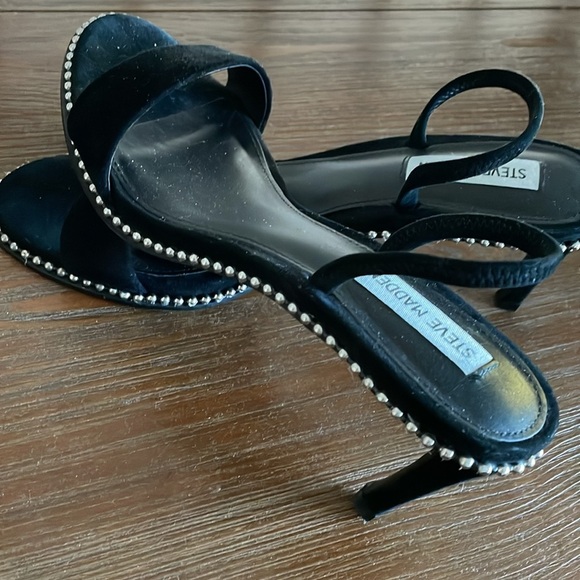 Steve Madden Sylvie High Heels Black Silver Studded Sling-backs Size 8.5 - Picture 5 of 12